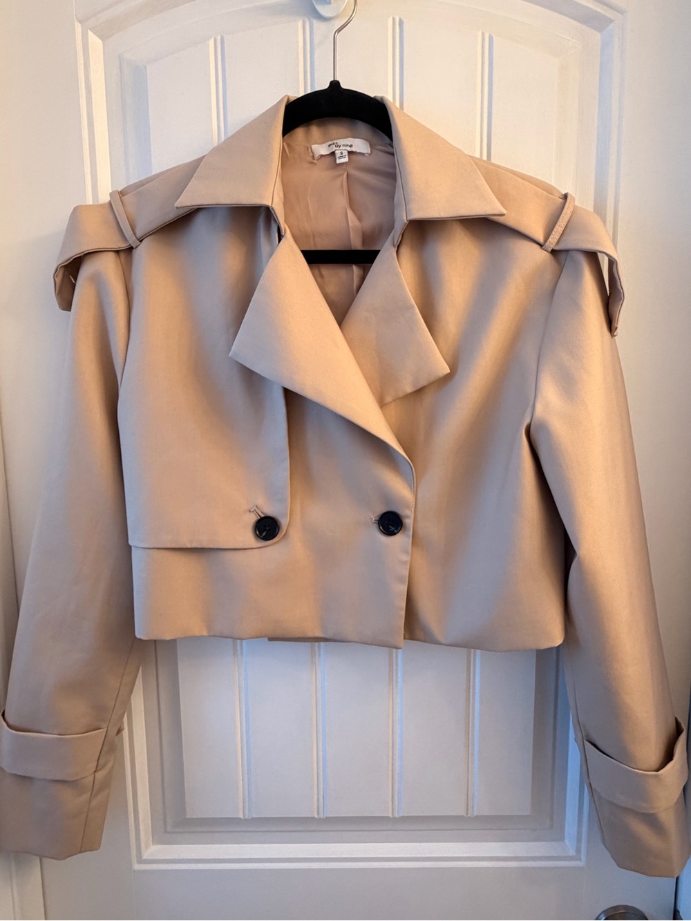 Cropped Beige Trench Coat Jacket